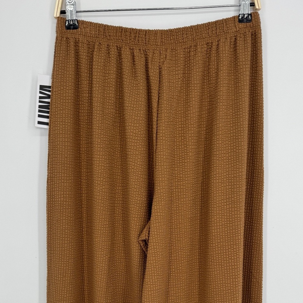 Lunya Organic Cotton Seersucker Drapey Wide Leg Pant Medium Brown Loungewear - Picture 7 of 11